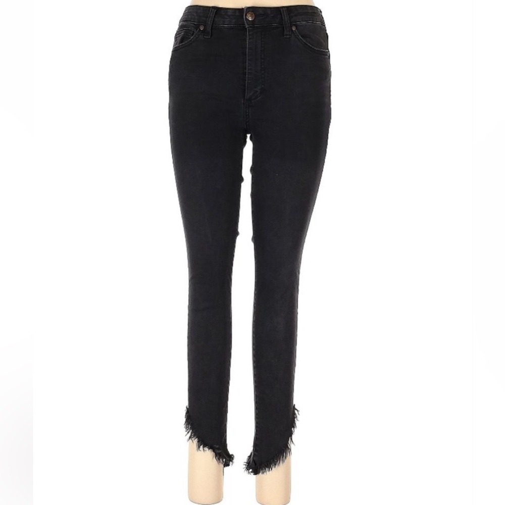 oe's Jeans The Icon Black Skinny Ankle Jeans Frayed Hem 28